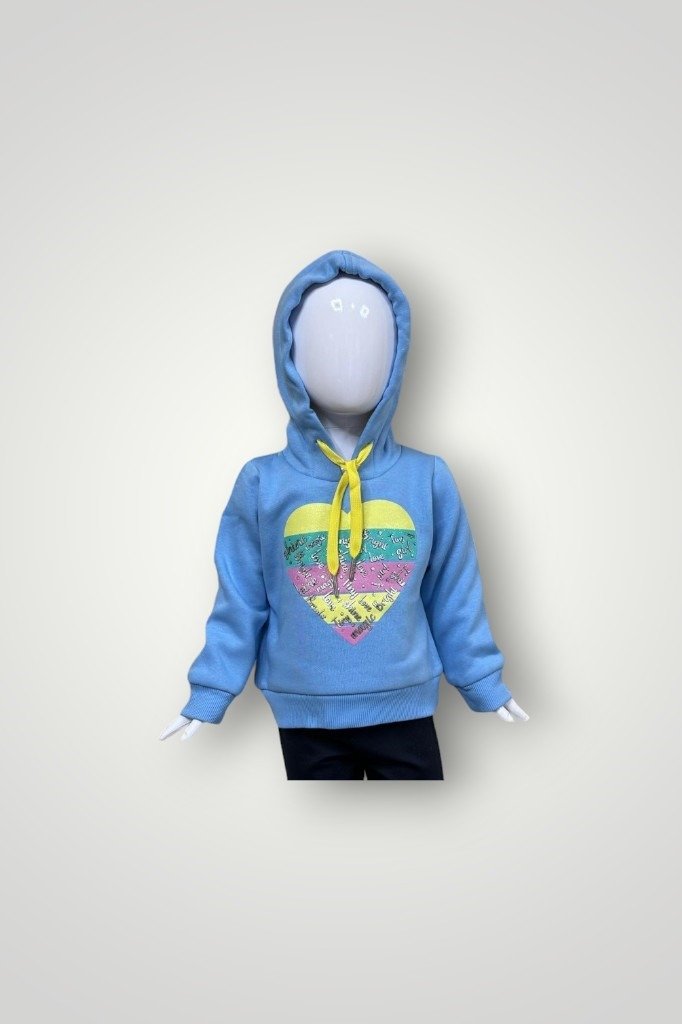 Girls Sweatshirt with Hoodie in Sky Blue | Snug & Stylish