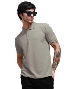 Men’s Cotton Grey Polo Neck T-Shirt