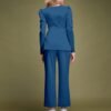 Light Navy Blue Puff Sleeve Solid Co-Ords Set - Image 5