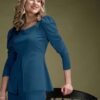 Light Navy Blue Puff Sleeve Solid Co-Ords Set - Image 8