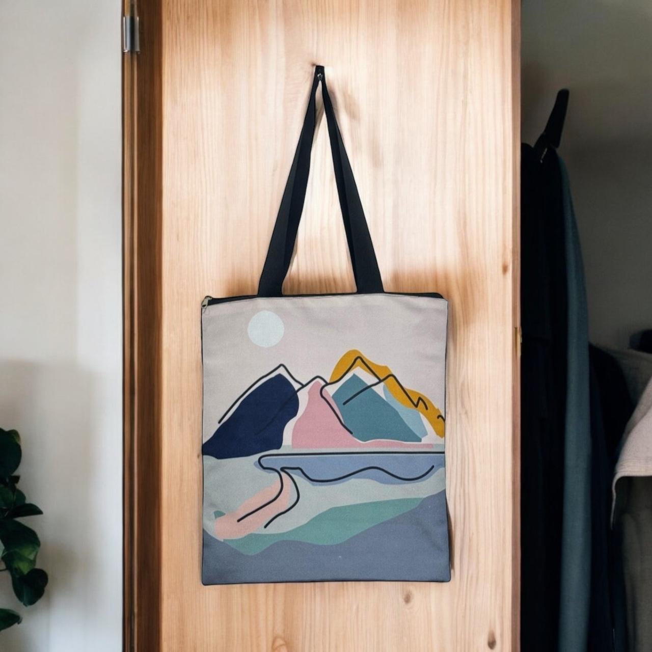 Printed Tote Bag with Zipper