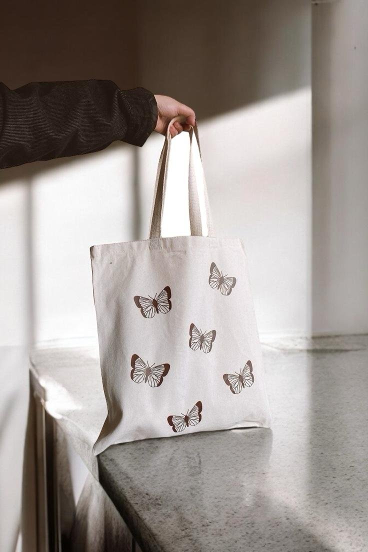 Tote Bag with Butterfly Print