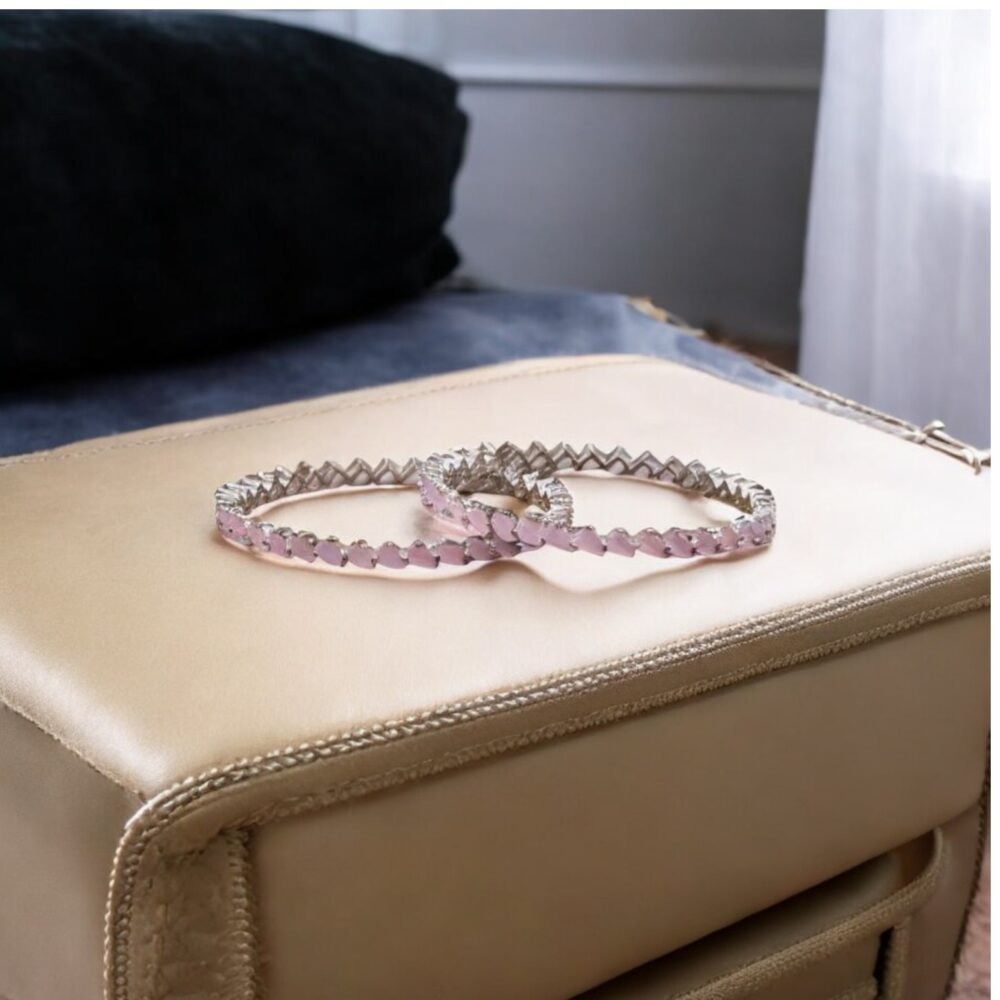 Cz Classic Bangles With Rhodium Plating