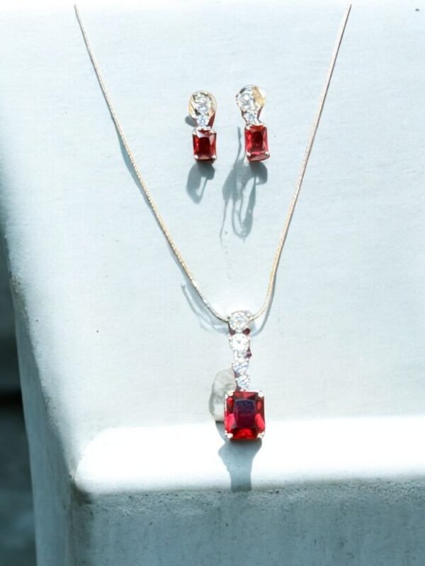 Cz Delicate Pendant Set With Rhodium Plating - Image 2