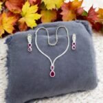 American Diamond Stiff Necklace With Rhodium Plating