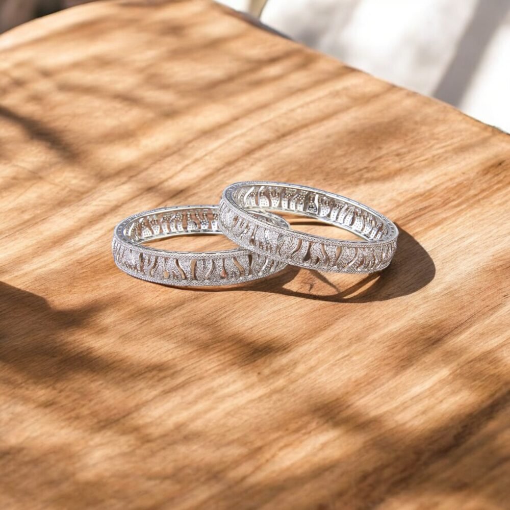 Cz Classic Bangles With Rhodium Plating