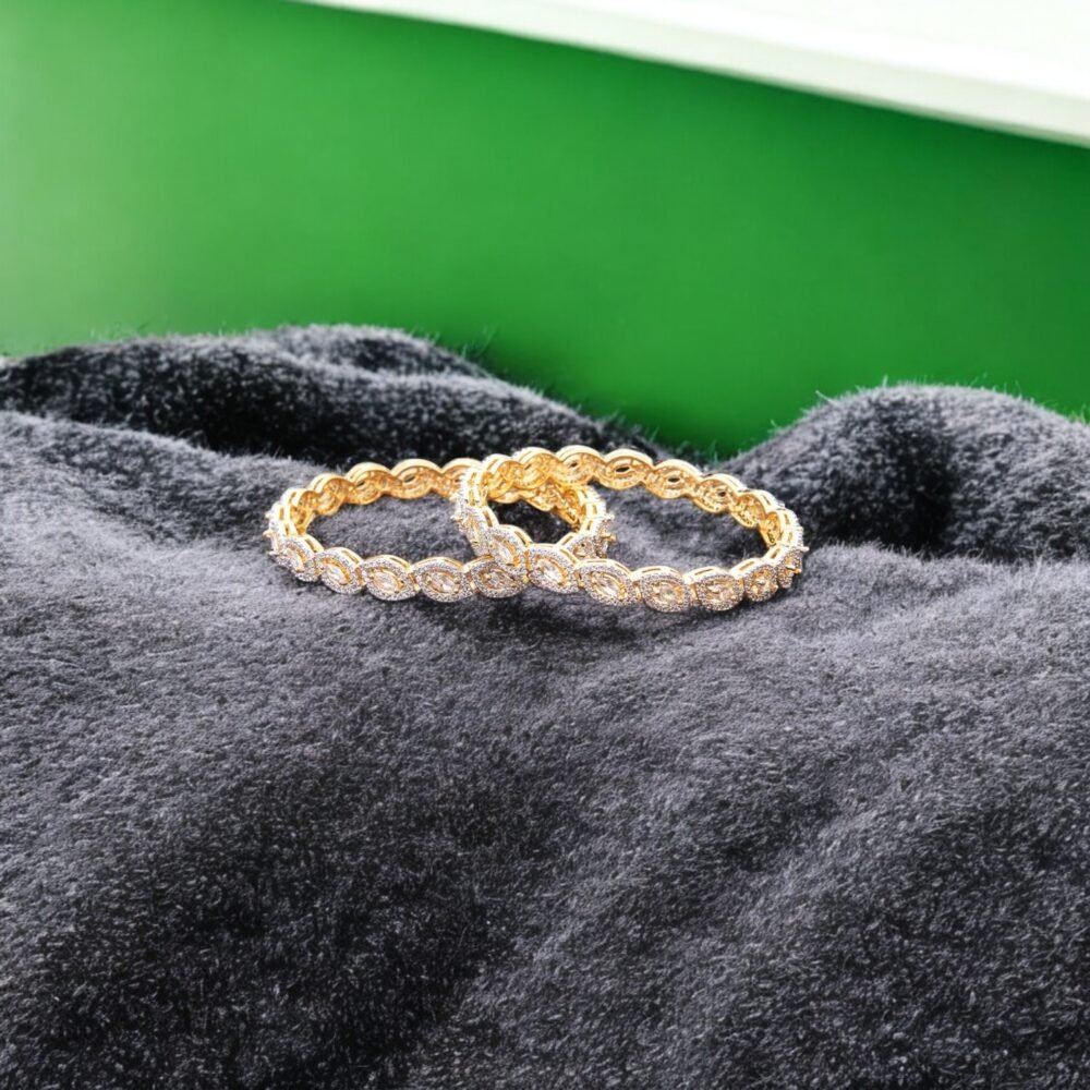 Cubic Zirconia Classic Bangles With 2 Tone Plating