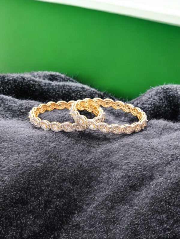 Cubic Zirconia Classic Bangles With 2 Tone Plating - 2/8