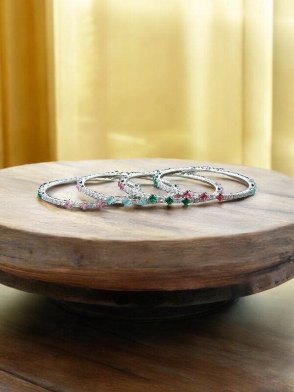Cz Delicate Bangles With Rhodium Plating - 2/8