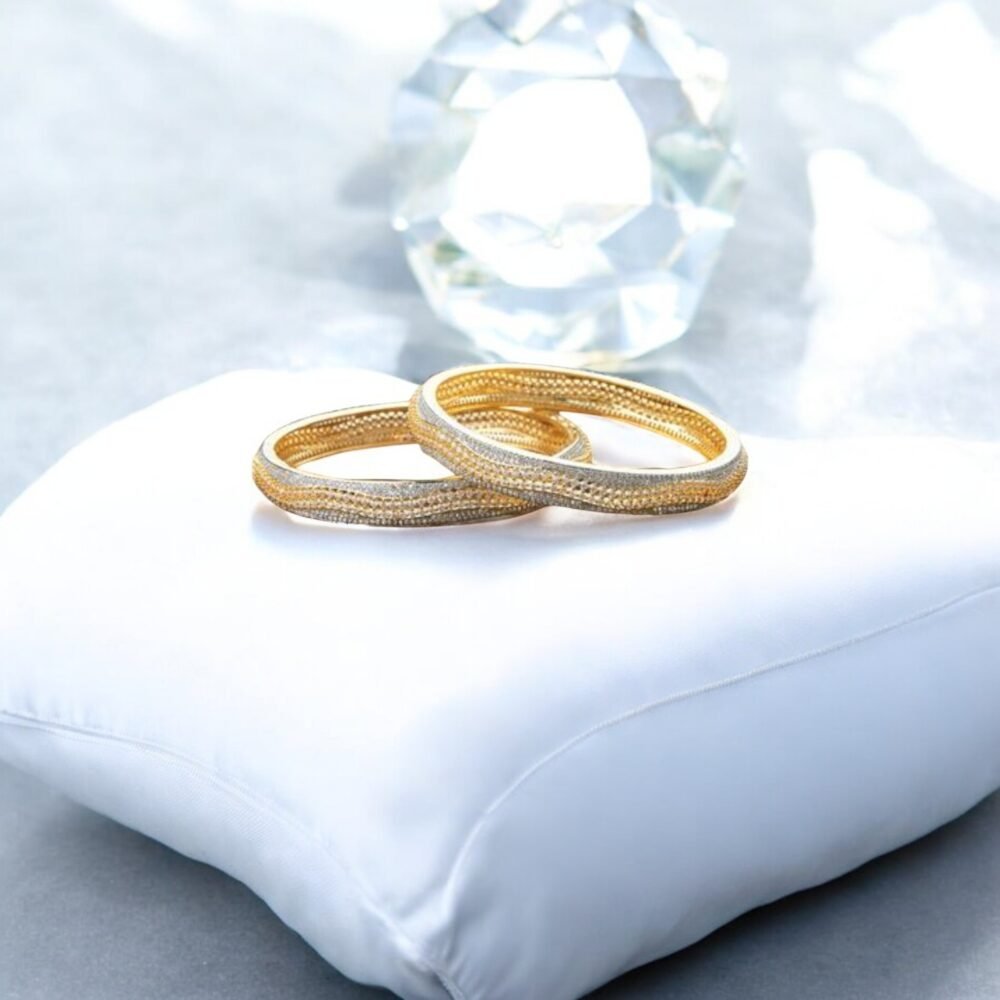 Cz Classic Bangles With 2 Tone Plating