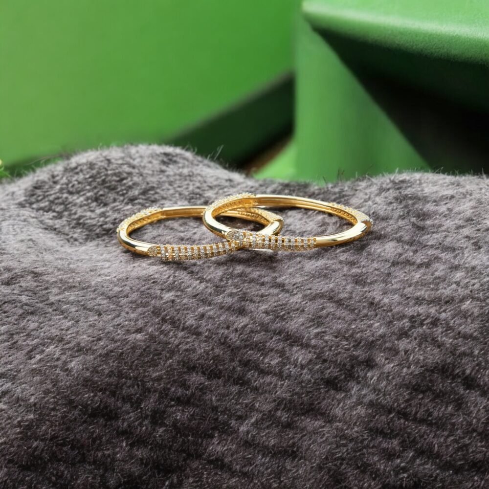 Cz Classic Bangles With 2 Tone Plating