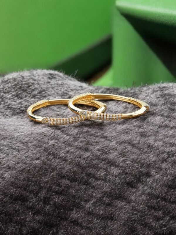 Cz Classic Bangles With 2 Tone Plating - 2/6