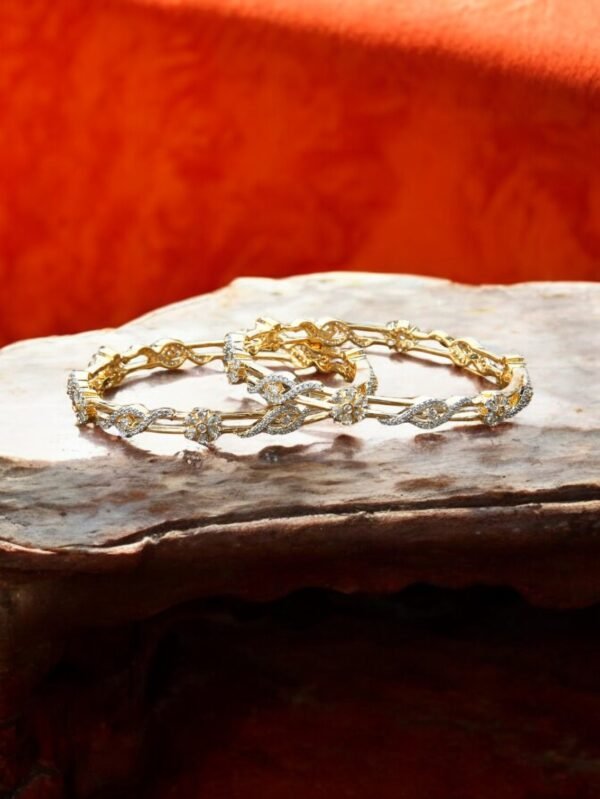 Cz Classic Bangles With 2 Tone Plating - 2/8