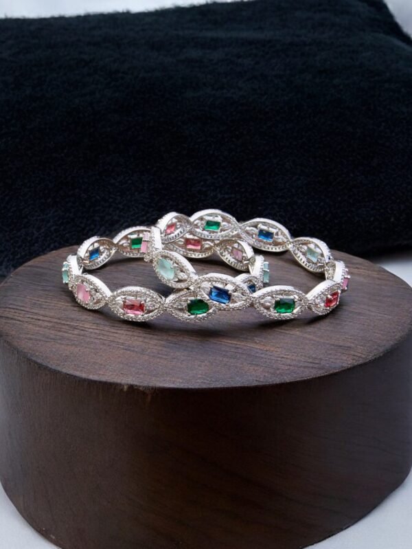 Cz Classic Bangles With Rhodium Plating - 2/6