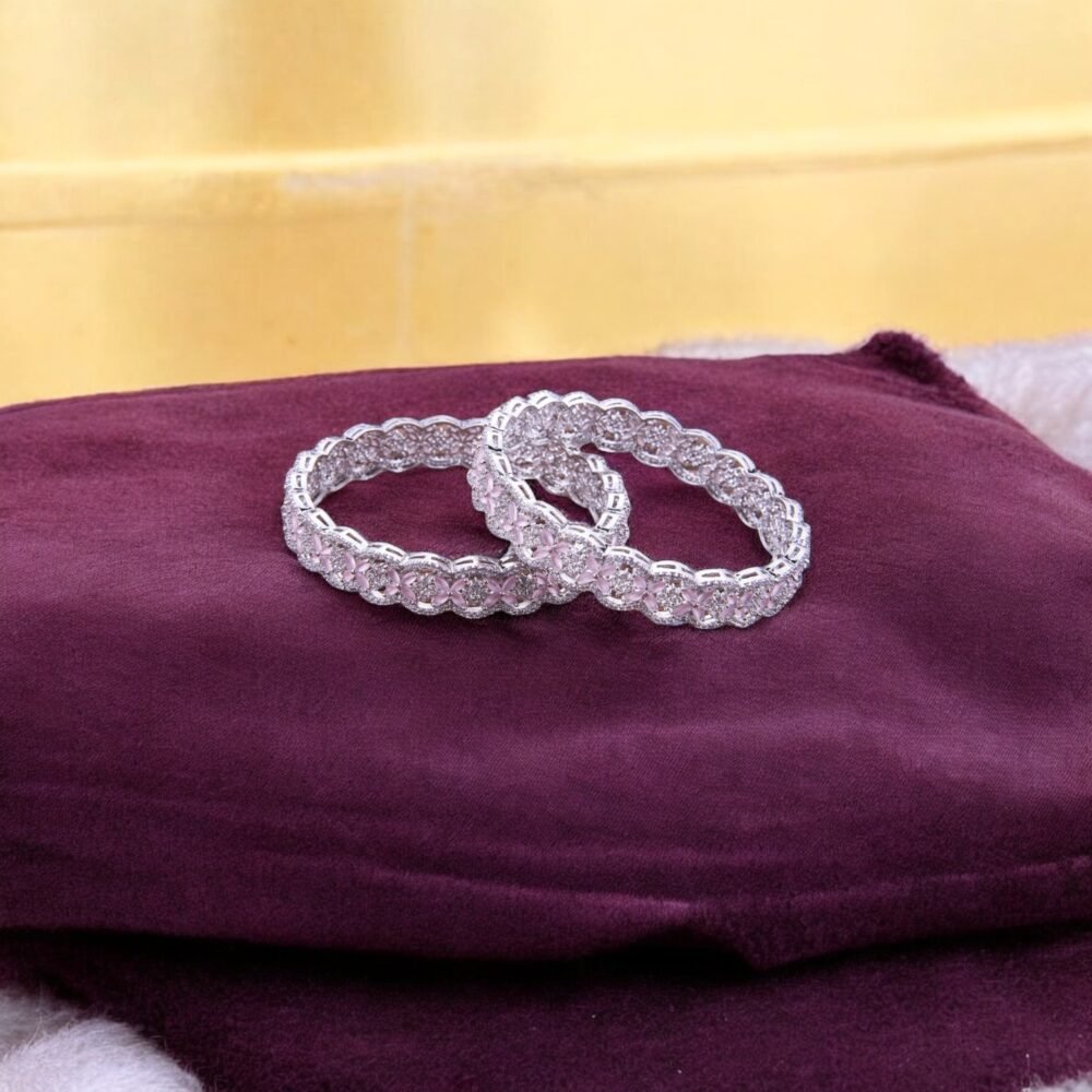 Cz Classic Bangles With Rhodium Plating