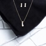 Cz Pearl Pendant Set With 2 Tone Plating