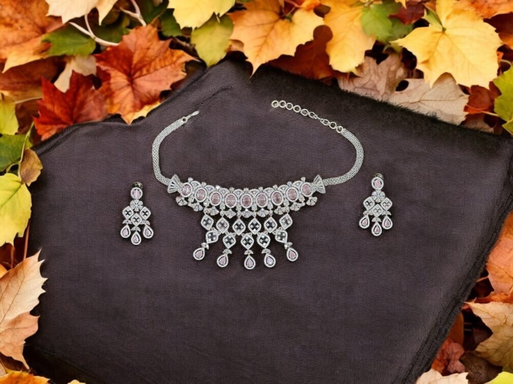Cz Choker Necklace With Rhodium Plating - Image 2