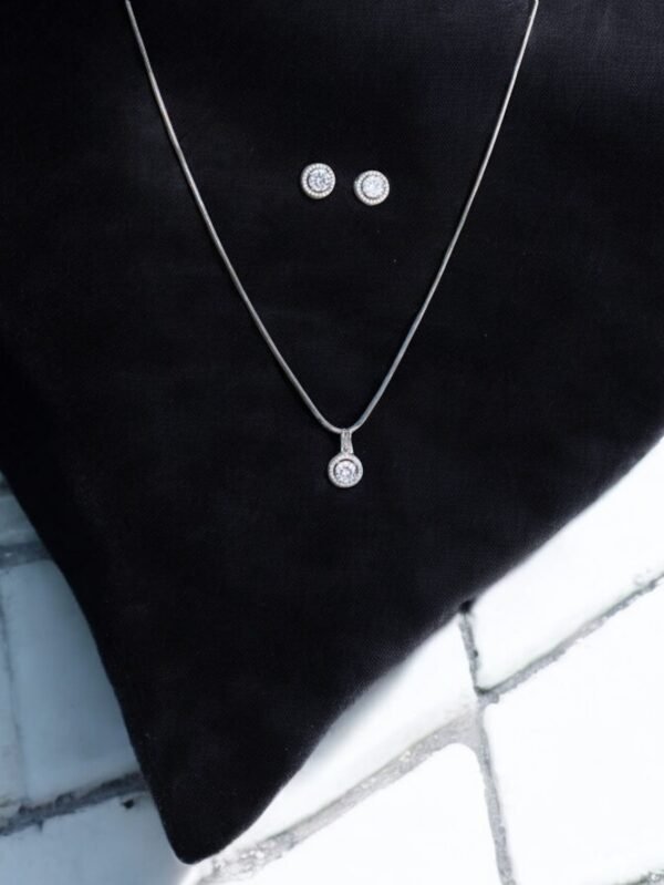 Cubic Zirconia Solitaire Pendant Set With Rhodium Plating