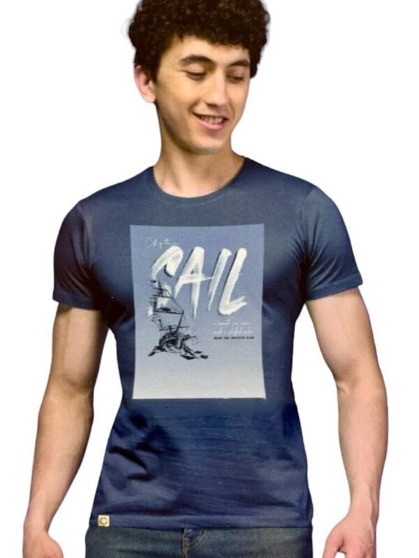 Men's MZ Bio Cotton Morrocan Blue Graphic Print T-Shirt - 40