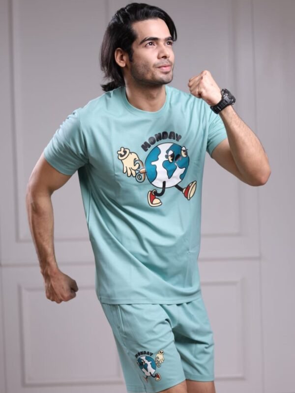 Men's Sea Green Co-ord Set in Cotton Fabric - X-Large