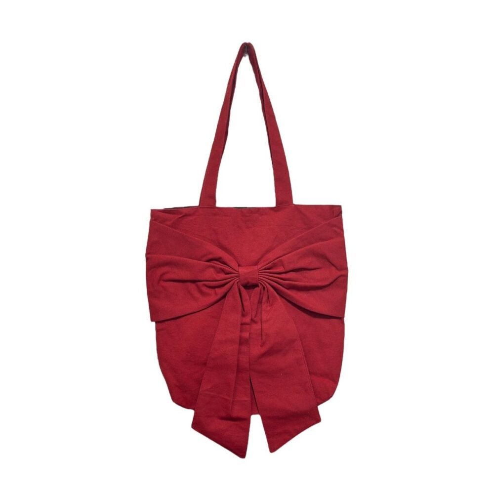 Bow Tie Design Red Tote Bag - Image 2