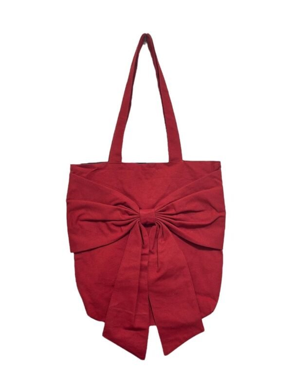 Bow Tie Design Red Tote Bag - Image 2