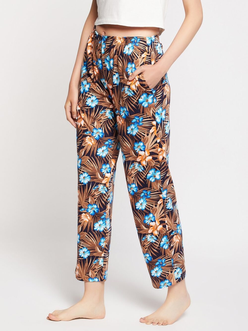 Pretty Florals Pyjama in Navy - 100% Cotton - Image 4