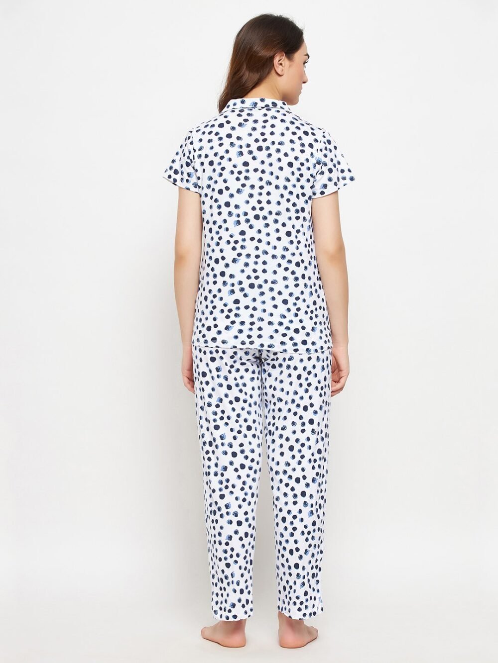 Print Me Pretty Button Down Shirt & Pyjama Set in White - 100% Cotton - Image 6