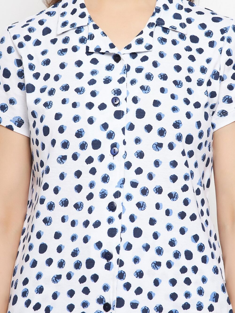 Print Me Pretty Button Down Shirt & Pyjama Set in White - 100% Cotton - Image 7