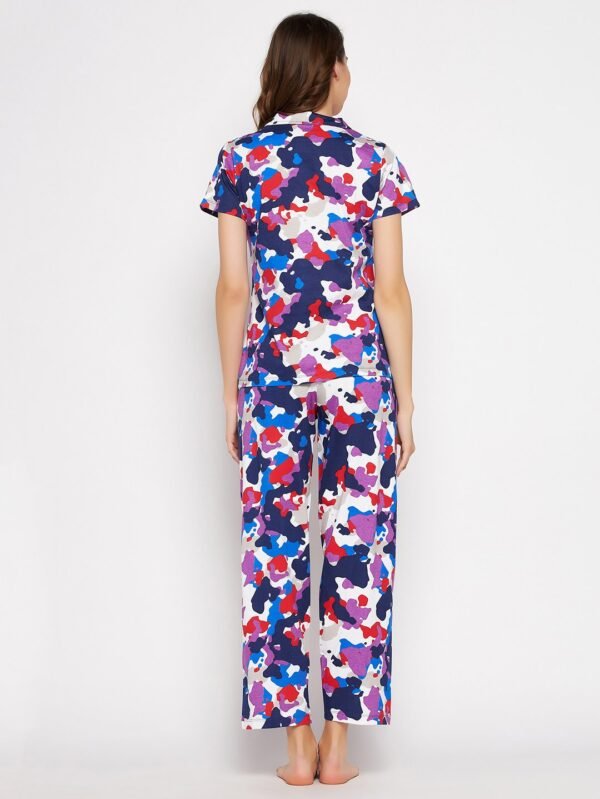 Camouflage Print Button Down Shirt & Pyjama Set in Multicolour - 100% Cotton - Image 5