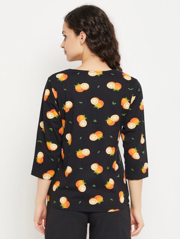 Orange Print Top in Black - 100% Cotton - Image 6