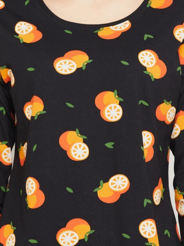 Orange Print Top in Black - 100% Cotton - Image 7