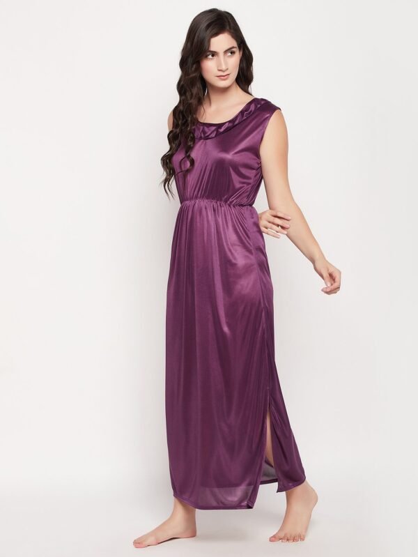 8 Pc Satin Nightwear Set in Purple - Satin - Image 2