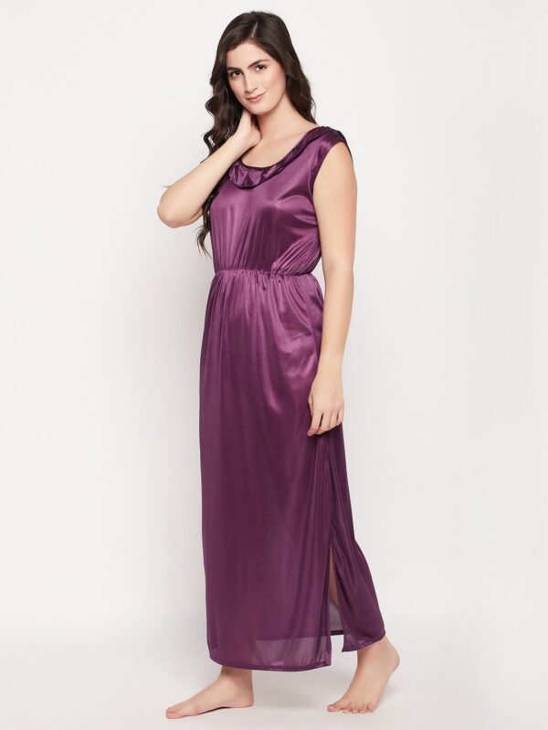 8 Pc Satin Nightwear Set in Purple - Satin - Image 6