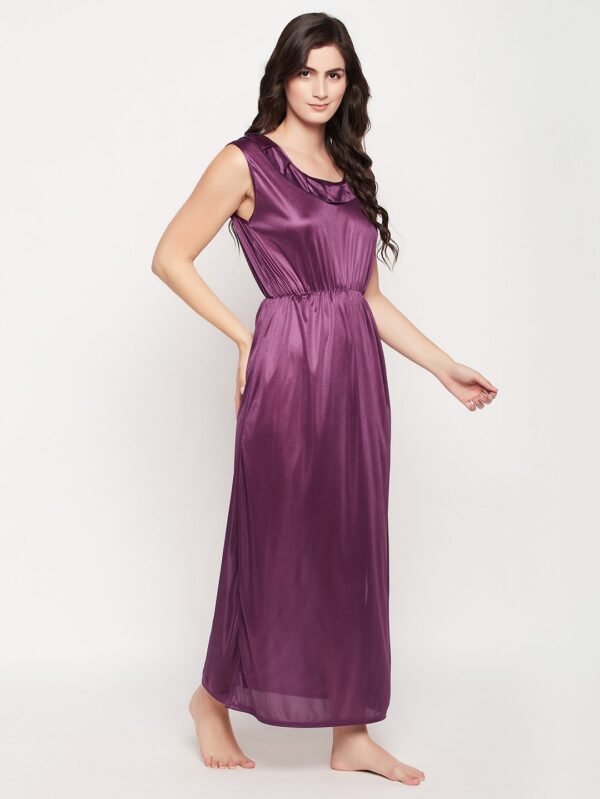 8 Pc Satin Nightwear Set in Purple - Satin - Image 3