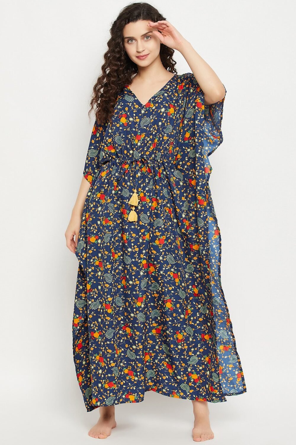 Pretty Florals Long Kaftan - Crepe - Image 2