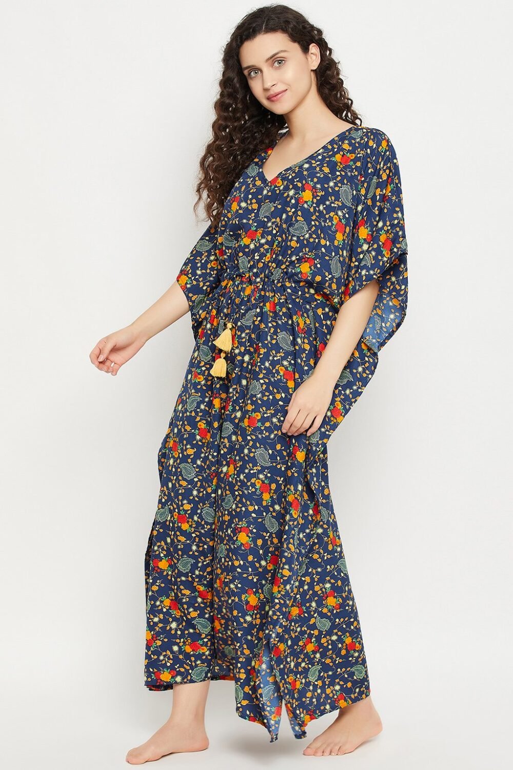 Pretty Florals Long Kaftan - Crepe - Image 3