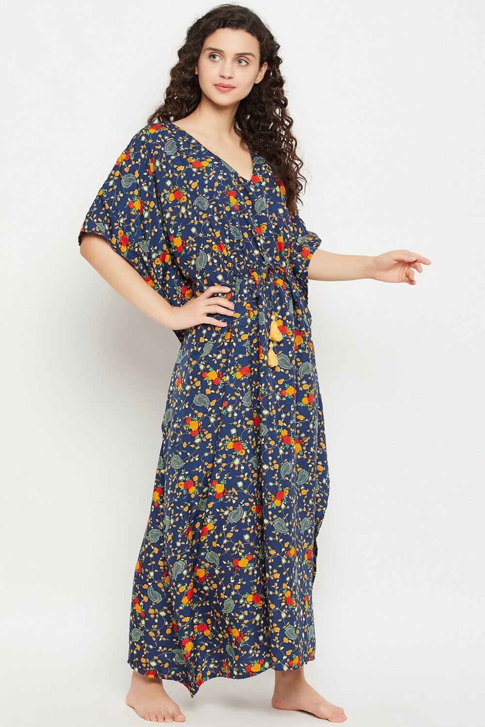 Pretty Florals Long Kaftan - Crepe - Image 4