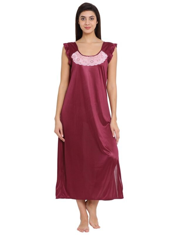 Satin Long Night Dress - Free Size