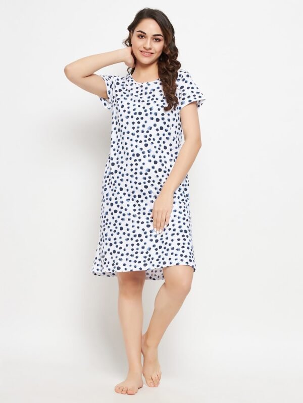 Print Me Pretty Short Night Dress in White - 100% Cotton - Image 2