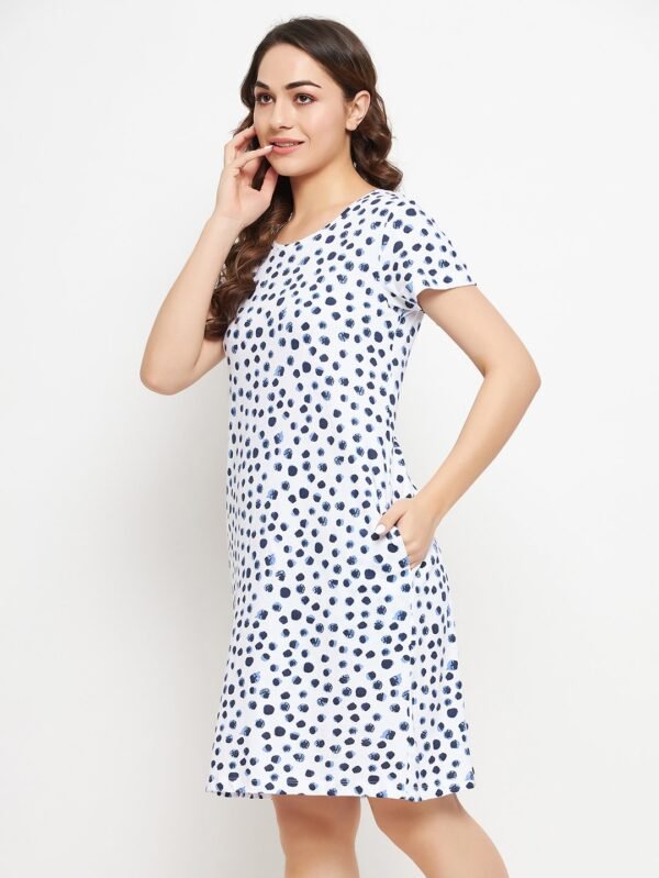Print Me Pretty Short Night Dress in White - 100% Cotton - Image 4