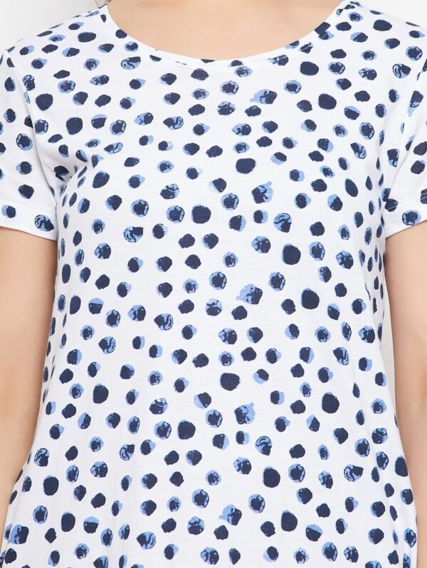 Print Me Pretty Short Night Dress in White - 100% Cotton - Image 7