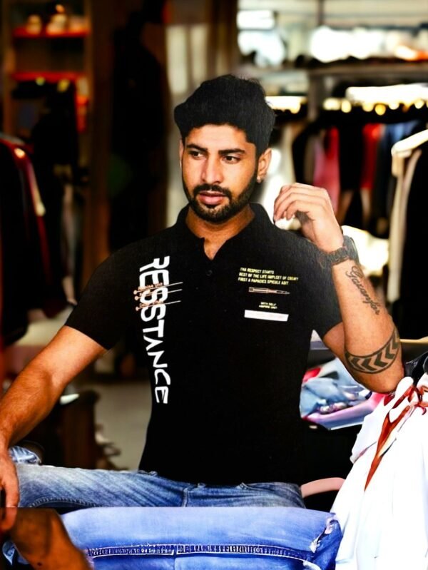 Men's Black Polo T-Shirt made with Twill Lycra - 40