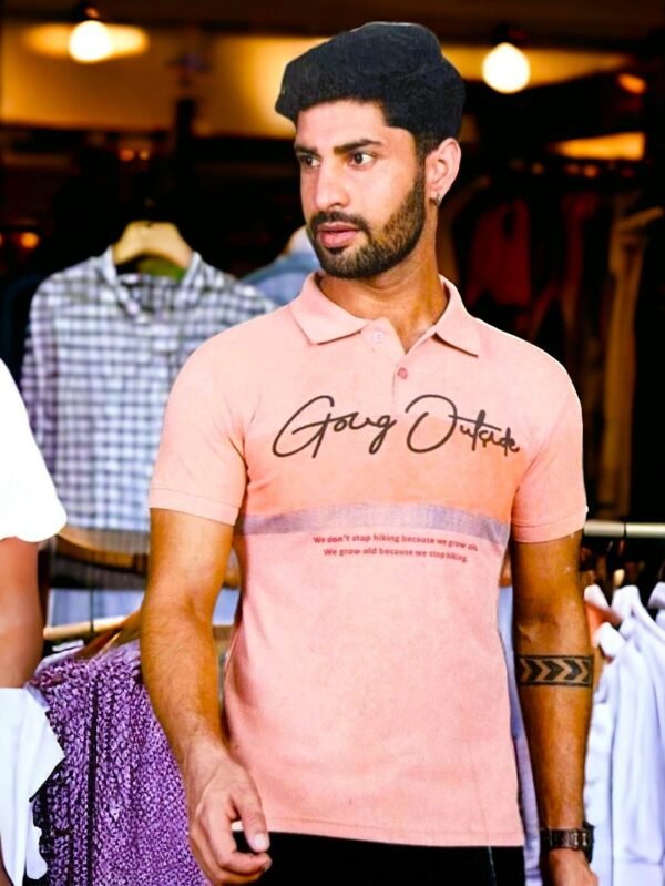 Men's Pink Polo T-Shirt made with Twill Lycra - 38