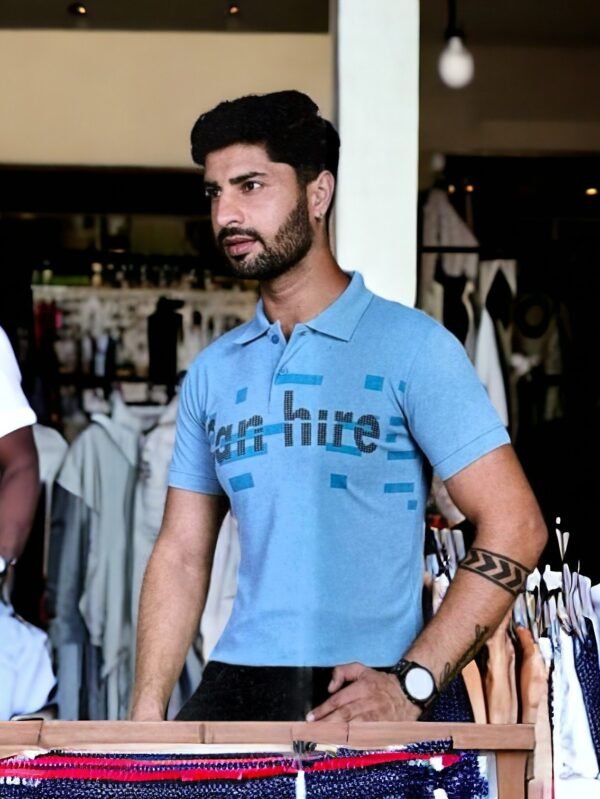 Men's Light Blue Polo T-Shirt made with Twill Lycra - 40
