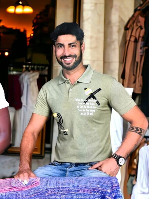 Men's Green Polo T-Shirt made with Twill Lycra - 38