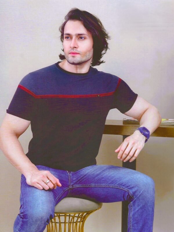 Men's Round Neck Blue T-Shirt made with Premium Cotton - 42