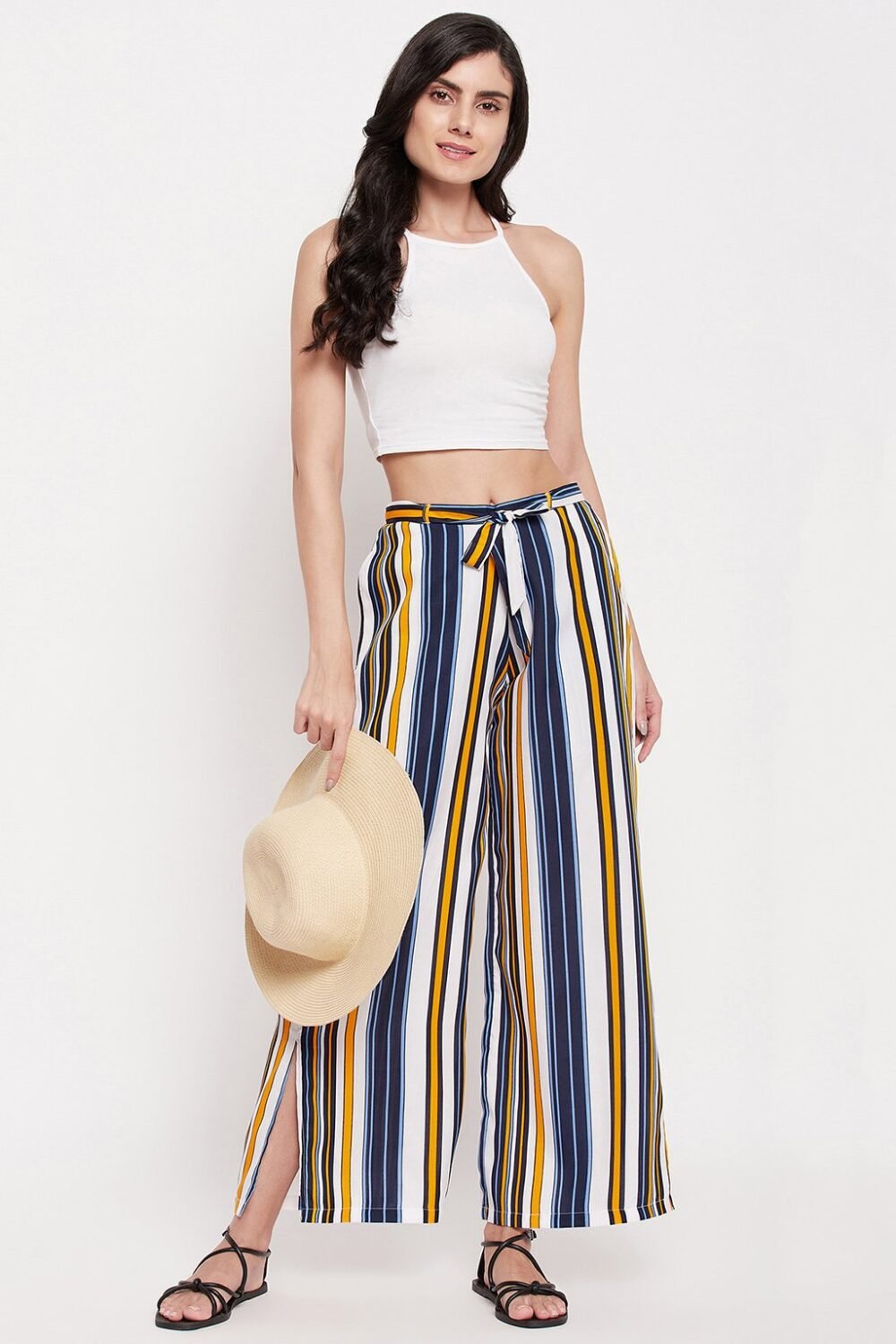Striped Wide Leg Pants in Muticolour