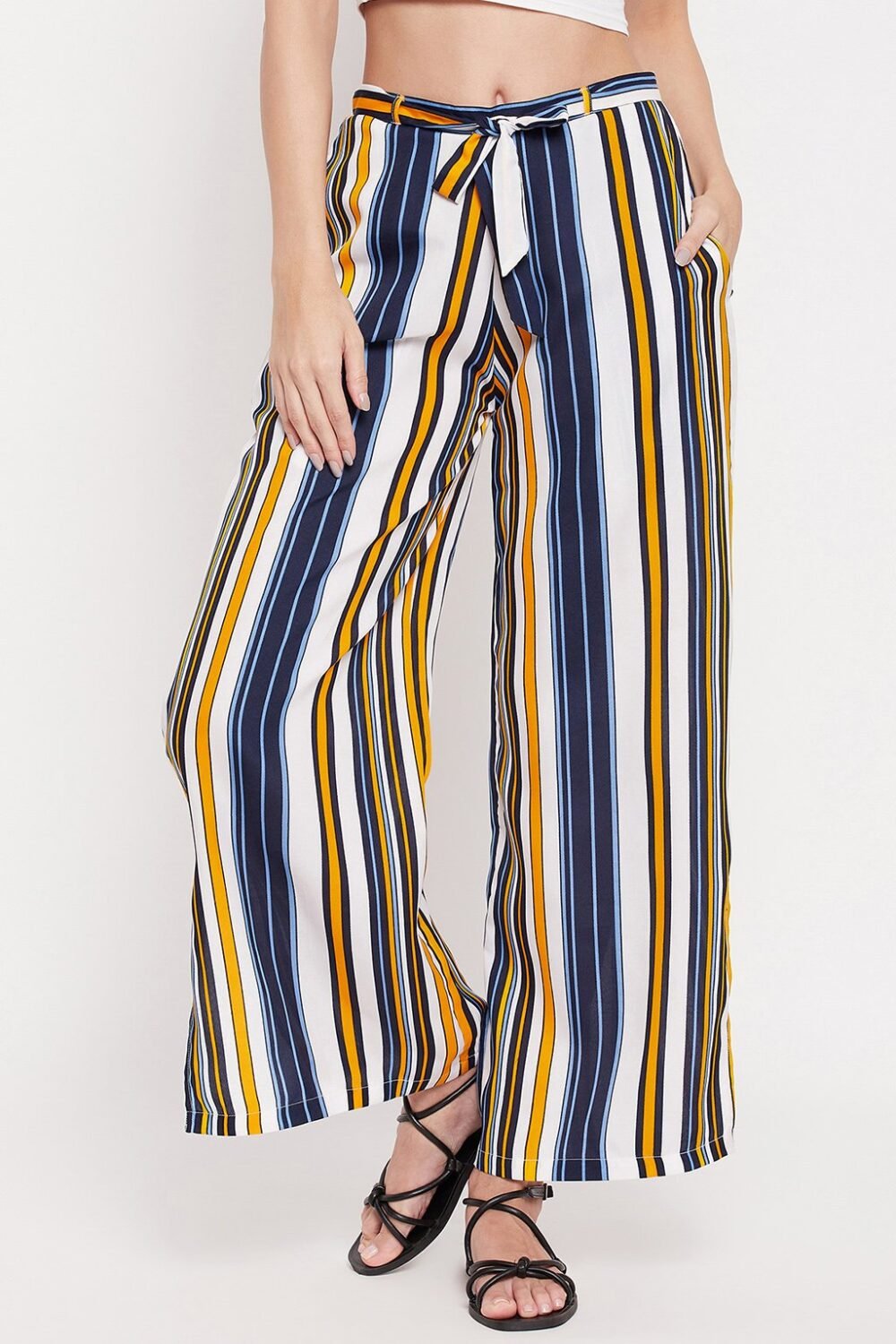Striped Wide Leg Pants in Muticolour - Image 3