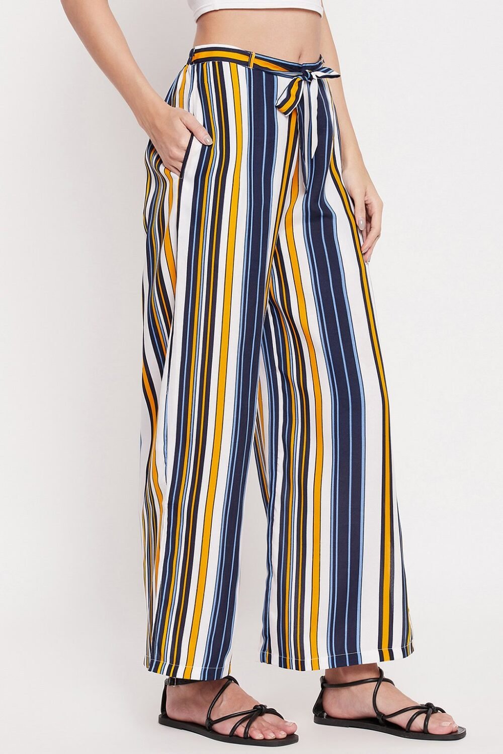 Striped Wide Leg Pants in Muticolour - Image 4